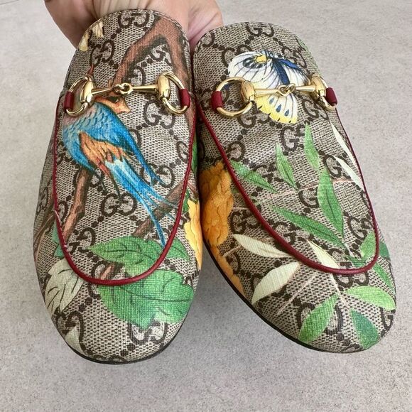 Gucci Princetown Multicolor GG Canvas Horsebit Tian Print Mules EU 37 US 7 - Picture 2 of 9
